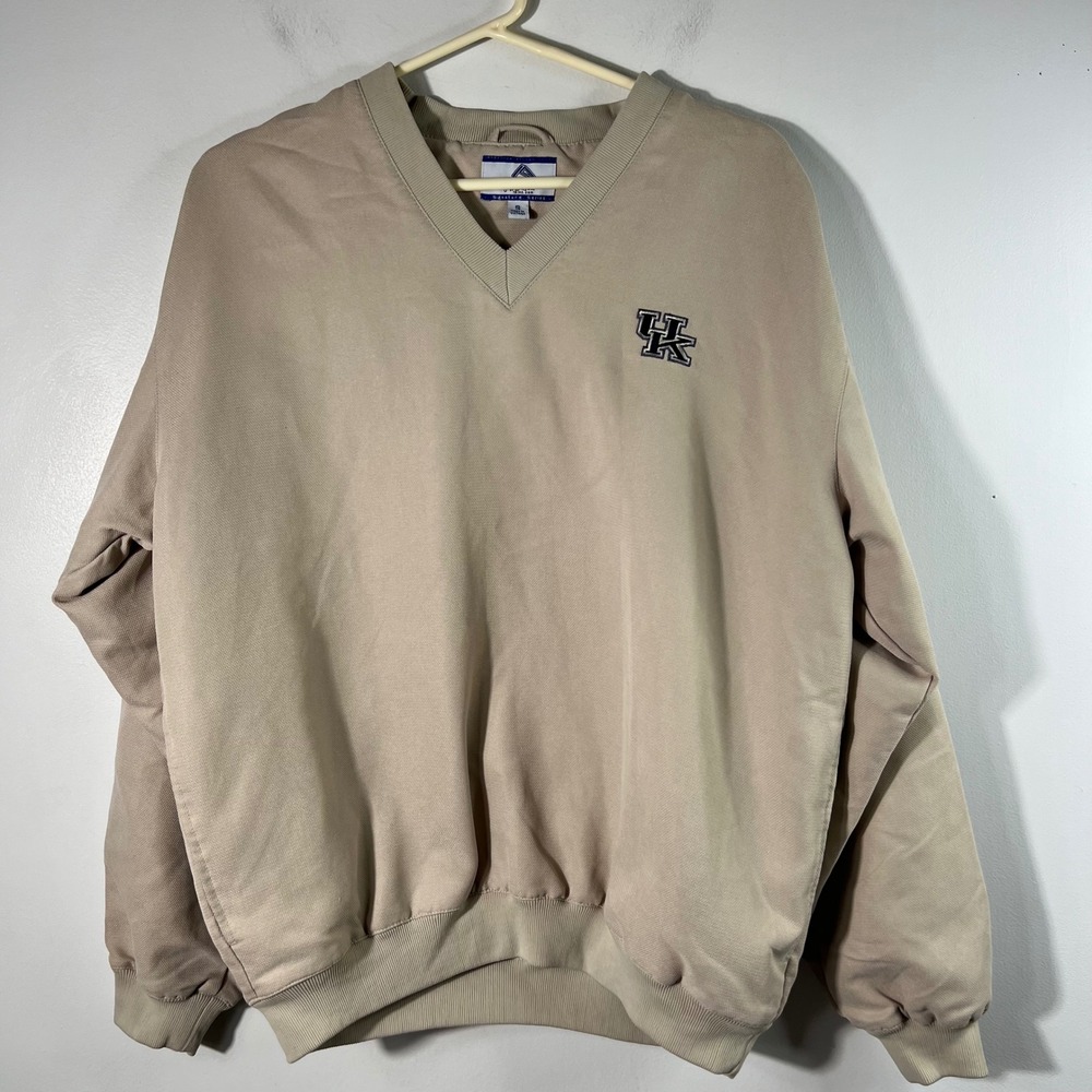 Vintage Jeff Sheppard UK V Neck Lined Pullover Windshirt Tan S